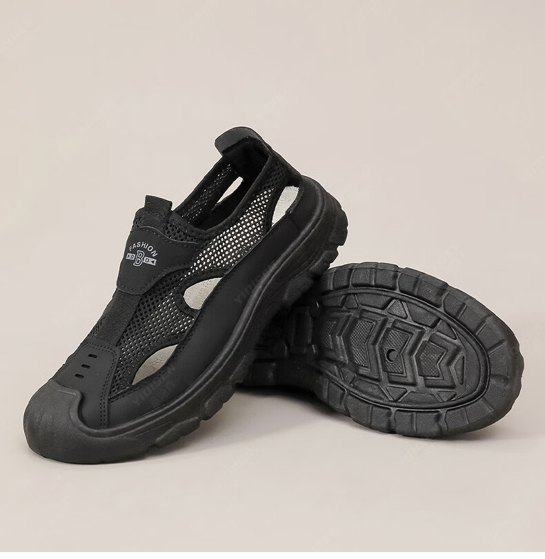 Yidisen Summer Genuine Breathable Water-Resistant Hiking Sandals for Men Hollow Out Beach Shoes Mesh Toe Cap Coffee Color Size 39 23