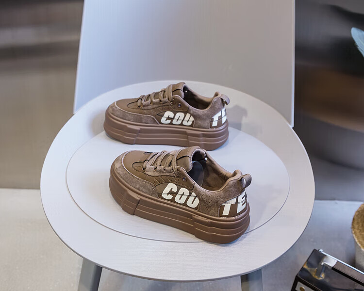 ajdsscl高档轻奢侈品牌大头面包鞋女磨砂厚底休闲鞋2022秋冬女鞋子