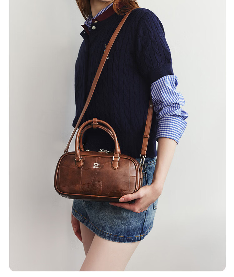 Jane Bage Vintage Patchwork Small Boston Bag Casual Shoulder Crossbody Bag for Women High-End Handbag Gift for Girlfriend 520 9