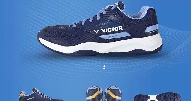 VICTOR Professional Badminton Shoes Unisex Non-Slip Breathable Shock Absorption A301-AB (White/Standard Blue) 6