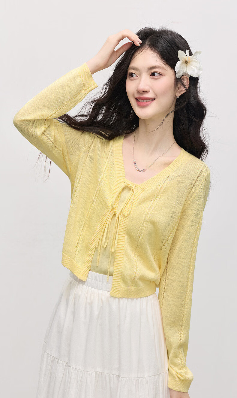 Sllsky Bright Dopamine Style Ice Silk Knit Cardigan Women Summer Thin Long Sleeve Sun Protection Shirt Cover-up 5