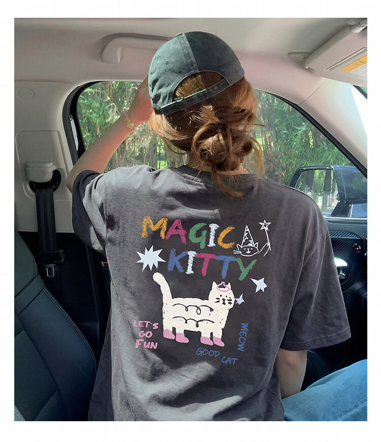 TonLion 2026 Summer Women's Cartoon Print Front and Back Short Sleeve T-Shirt Casual Versatile Fashion High-End Women's Tee 3