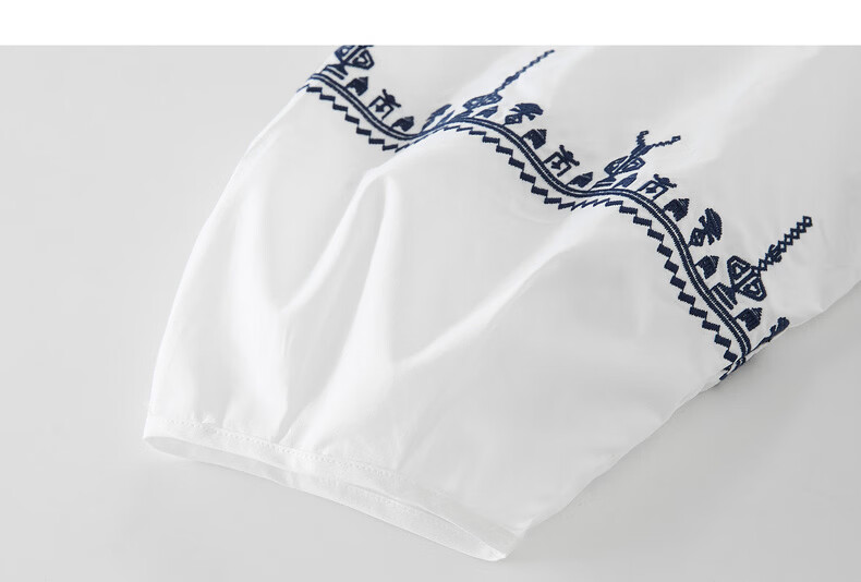 Sllsky Bohemian Embroidered White T-Shirt for Women 2026 Spring Summer New Loose Casual Three-Quarter Sleeve Top 20
