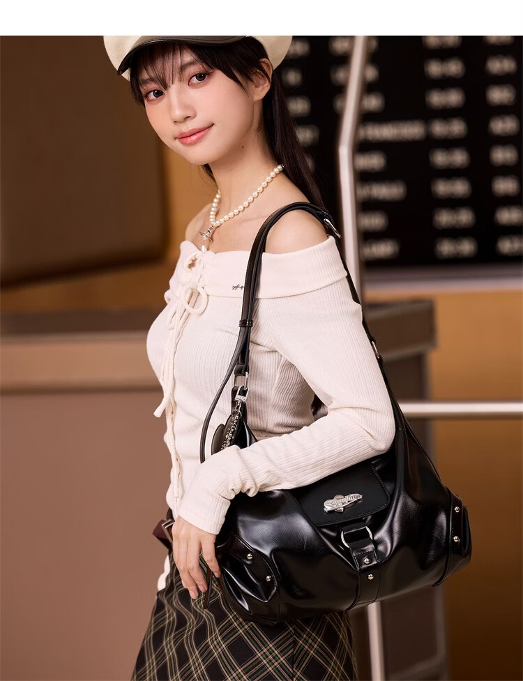 ONETIME Planet Single Shoulder HOBO Bag New Niche Design College Style Fashion Student Class Travel Crossbody Bag Black 9