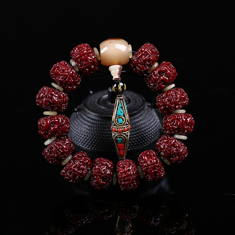 正宗尼泊尔六瓣机刷包浆金刚菩提籽手串手链文玩佛珠包浆玉化男女款6