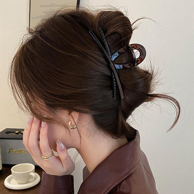 Idaer Korean Vintage Tortoiseshell Hair Claw Full Back Head Hair Clip Simple High-End Shark Clip 2026 New Hair Accessory 4