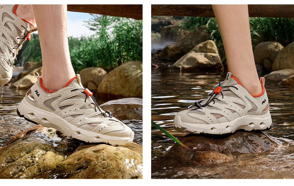 FILA Official WAVY 1+ Women's Wave Creek Sandals 2026 Summer Breathable Casual Shoes 7