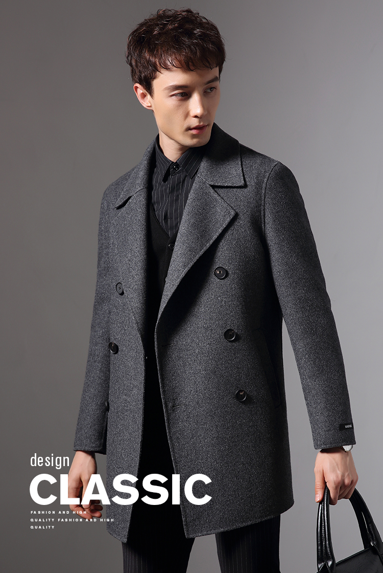 martin轻奢品牌男装冬季新款毛呢大衣男中长款双面呢羊毛大衣英伦风