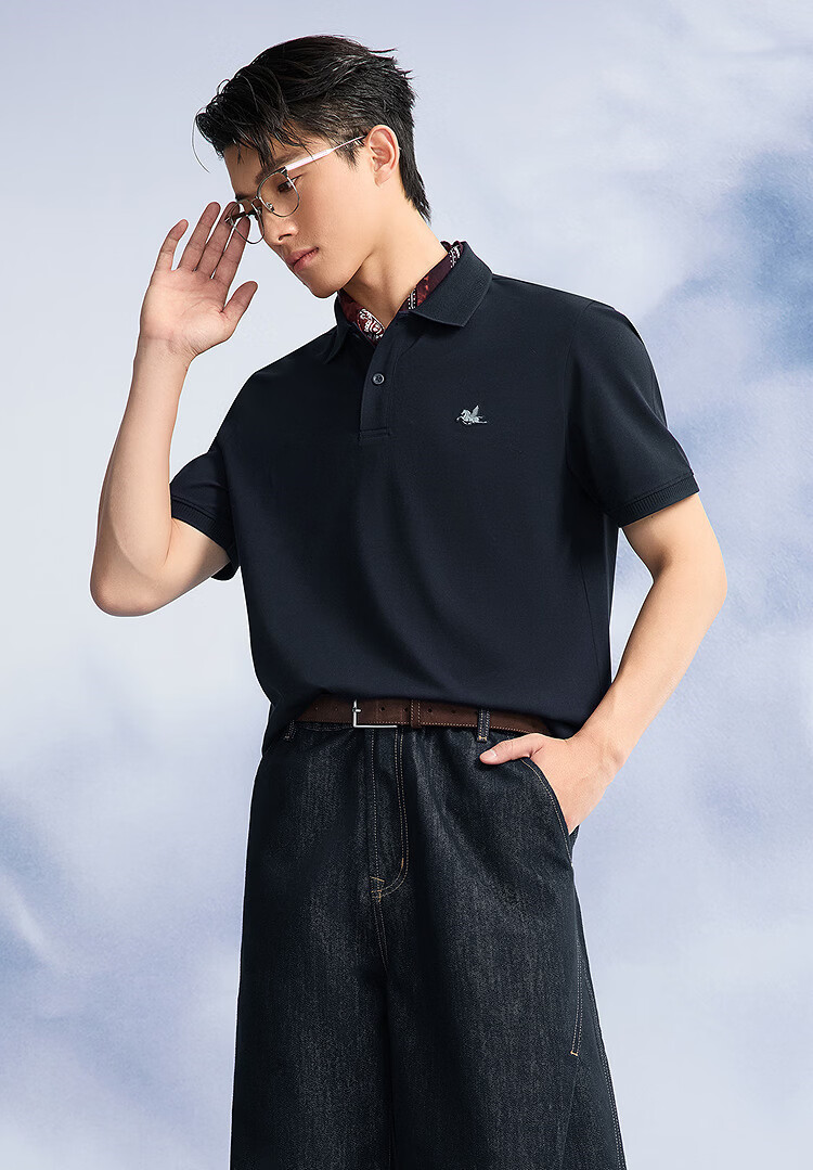 HLA Short-Sleeve Polo Shirt for Men, New Pegasus Print, Cool-Feeling Short Sleeves for Men in Summer 5