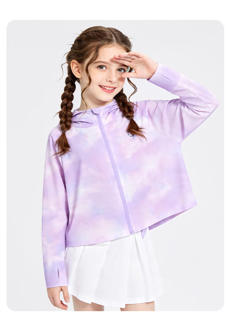 Disney Kids UPF50+ Ice Silk Cooling Tie-Dye Sun Protection Jacket Summer 2026 Girls Breathable Hooded Coat Pink Size 160 15