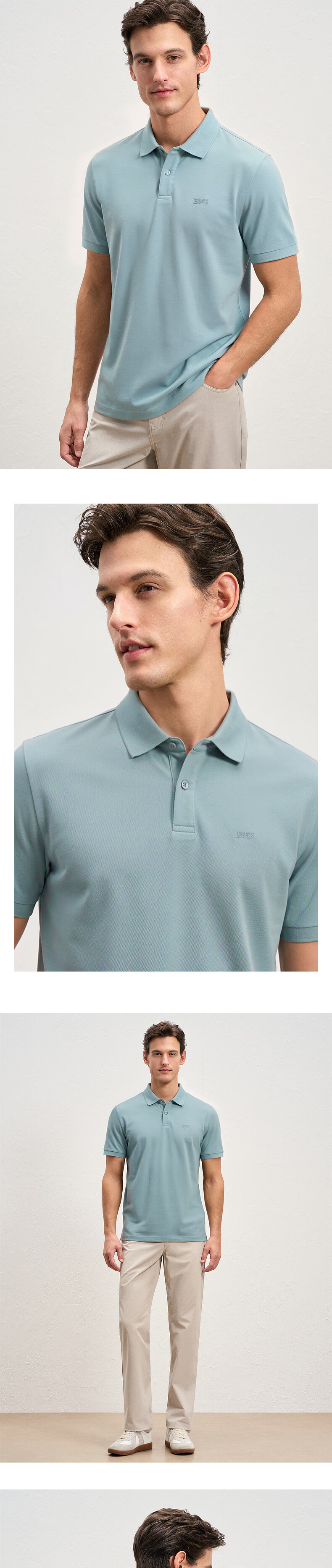 EMZ Ordos Men's Short Sleeve Polo Shirt with Mulberry Silk, Quick-Dry, Breathable, Antibacterial, Business Casual 5