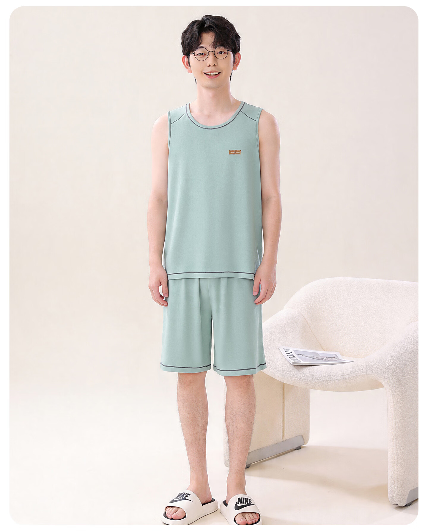 Langsha Kids Sleeveless Ice Silk Pajama Set for Boys Summer Vest and Shorts Youth Homewear 17