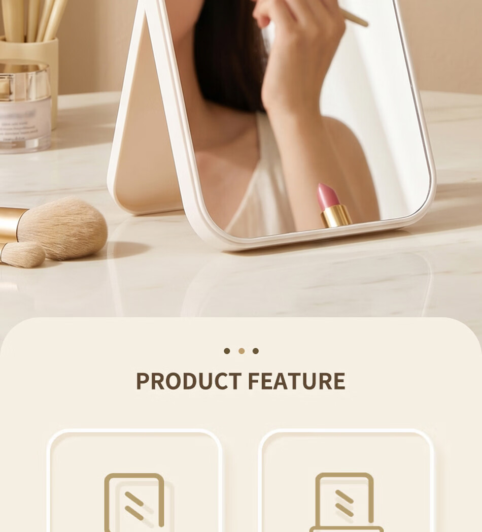 Jinsenquan Desktop Makeup Mirror Foldable Vanity Mirror Portable Small Mirror for Students Dormitory Travel Home Use 2