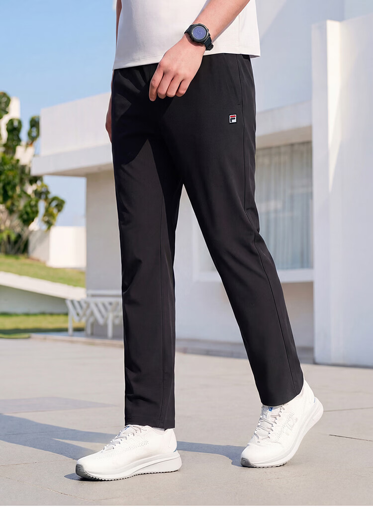 FILA Official Men's Knitted Long Pants 2026 Summer Tennis Sports Basic Sun Protection Straight-Leg Pants 4