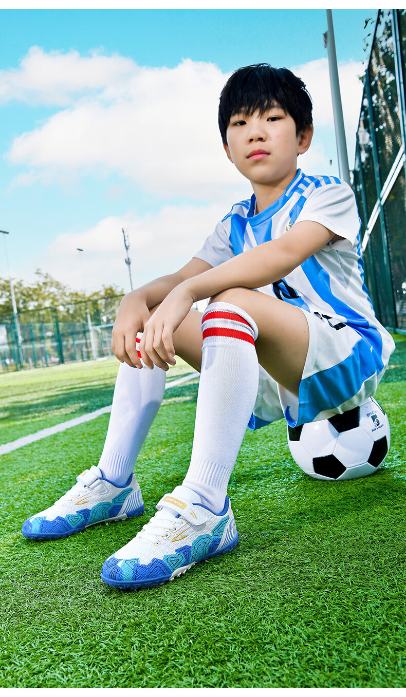 DEERWAY TF Studded Kids Soccer Shoes Boys Girls 6-12 Years Breathable Cushioning Training Match Shoes White Pink Size 30 12