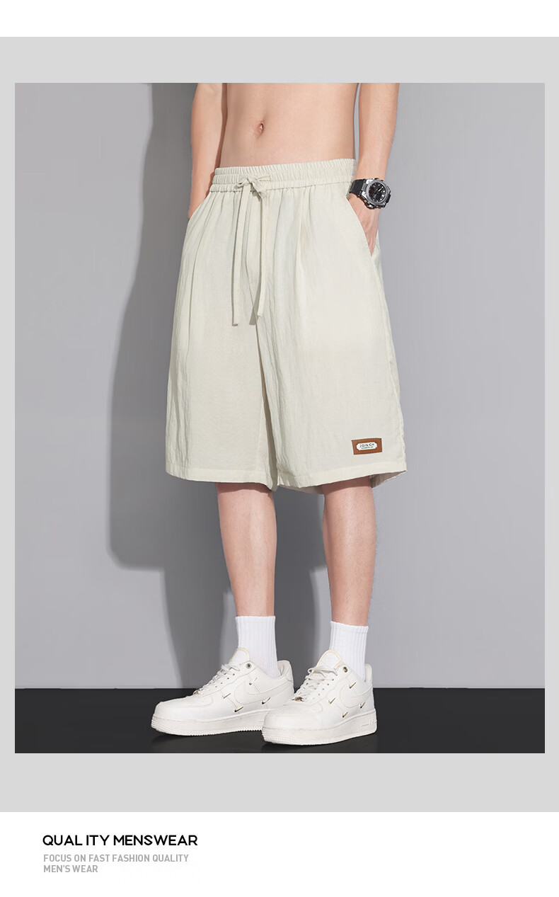 FARUISHI Men's Summer Thin High-End Linen Five-Point Straight-Leg Shorts Plus Size Casual Pants Card 6XL 16