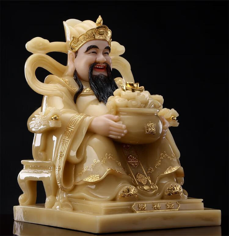 汉白玉财神爷摆件佛像供奉客厅文财神摆件店铺开业工艺品 19寸财神爷