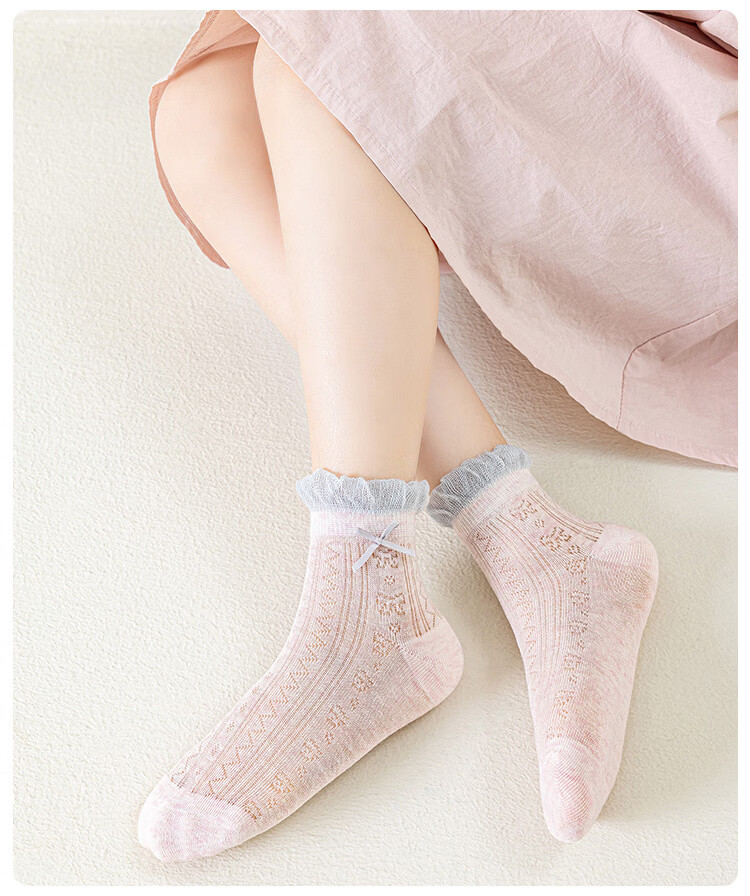 Little Pig Banner Sweet Princess Socks Girls Summer Mesh Thin Cute Bow A-Class High Elastic Seamless Non-Binding 6
