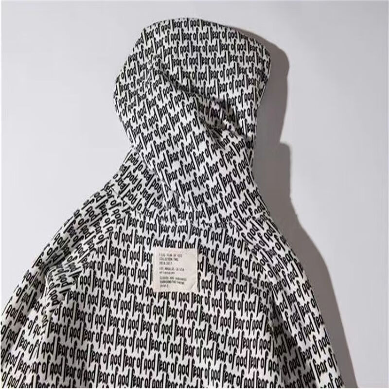 承王fear of god fog字母滿印彈幕連帽衛衣男女情侶裝寬鬆加絨帽衫承