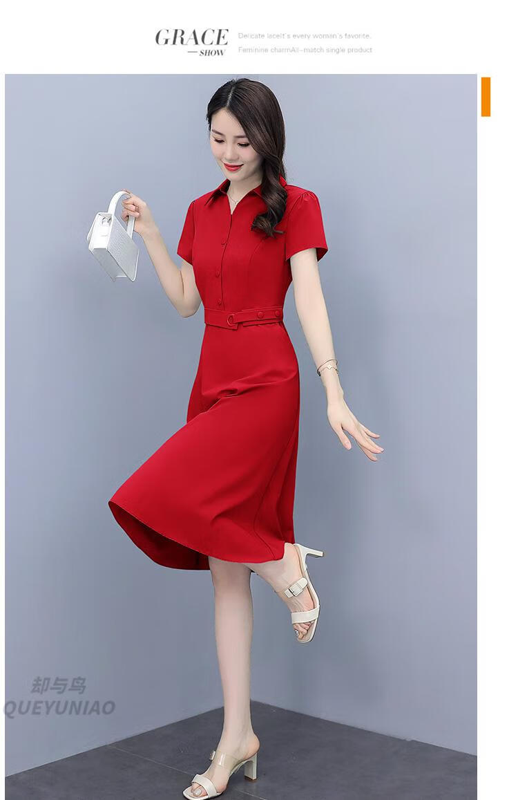 芊芊服饰女装店时尚减龄夏女装 气质修身显瘦 有口袋 色连衣裙 藏蓝色