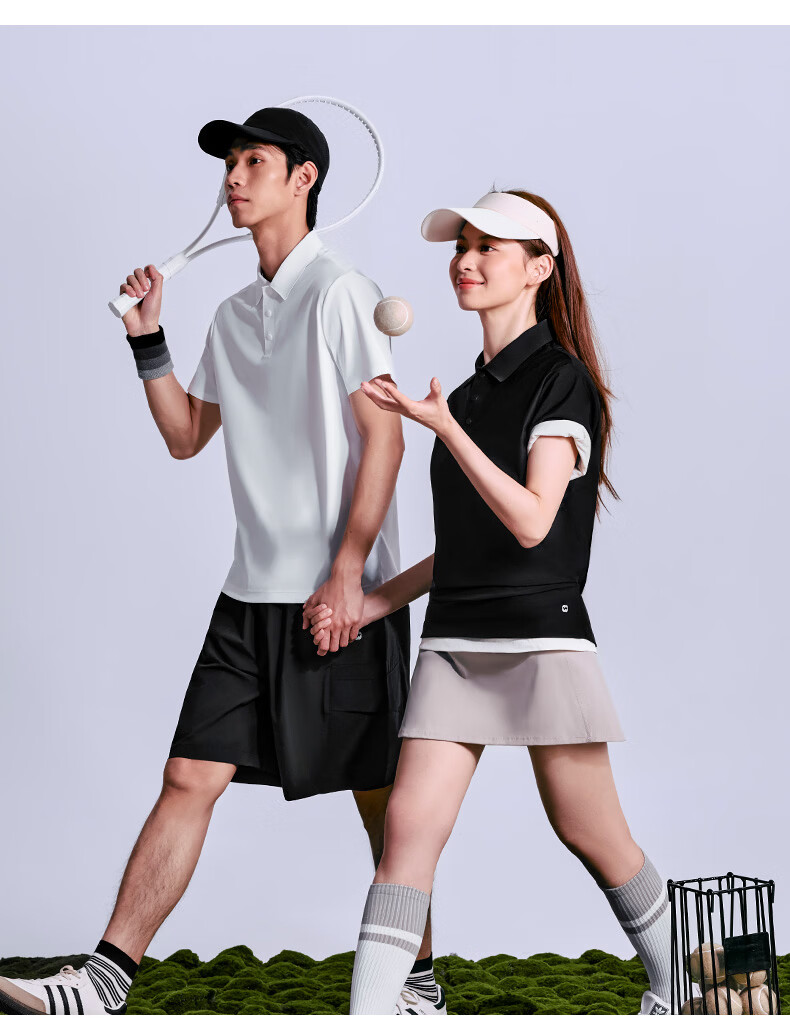 Seamless Cooling Polo T-Shirt Quick-Dry Short Sleeve Breathable Sun Protection Wrinkle-Resistant Sweat-Wicking Soft Skin-Friendly Couple Black L 11