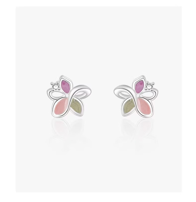 Dijing Tri-Color Flower 925 Silver Stud Earrings for Women Niche High-End 2026 New Earrings Qixi Festival Gift for Girlfriend 7