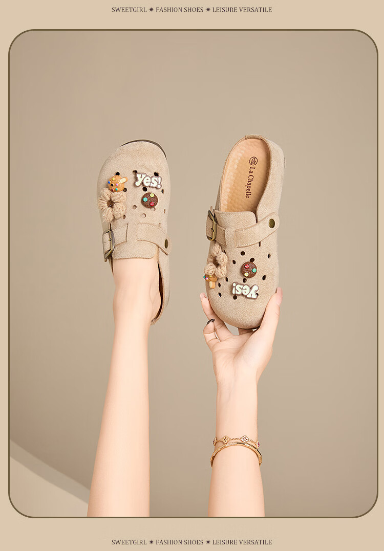 La Chapelle Women's Cartoon Birkenstock Style Summer Breathable Soft Sole Slip-On Sandals HP822 Apricot Size 39 12