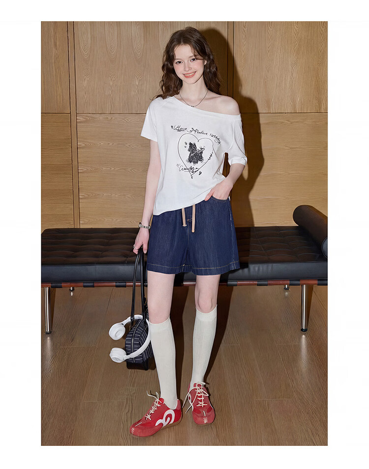 TonLion 2026 Summer New Women's Short Sleeve T-Shirt Korean Style Lazy Off-Shoulder Chic Elegant Top 6