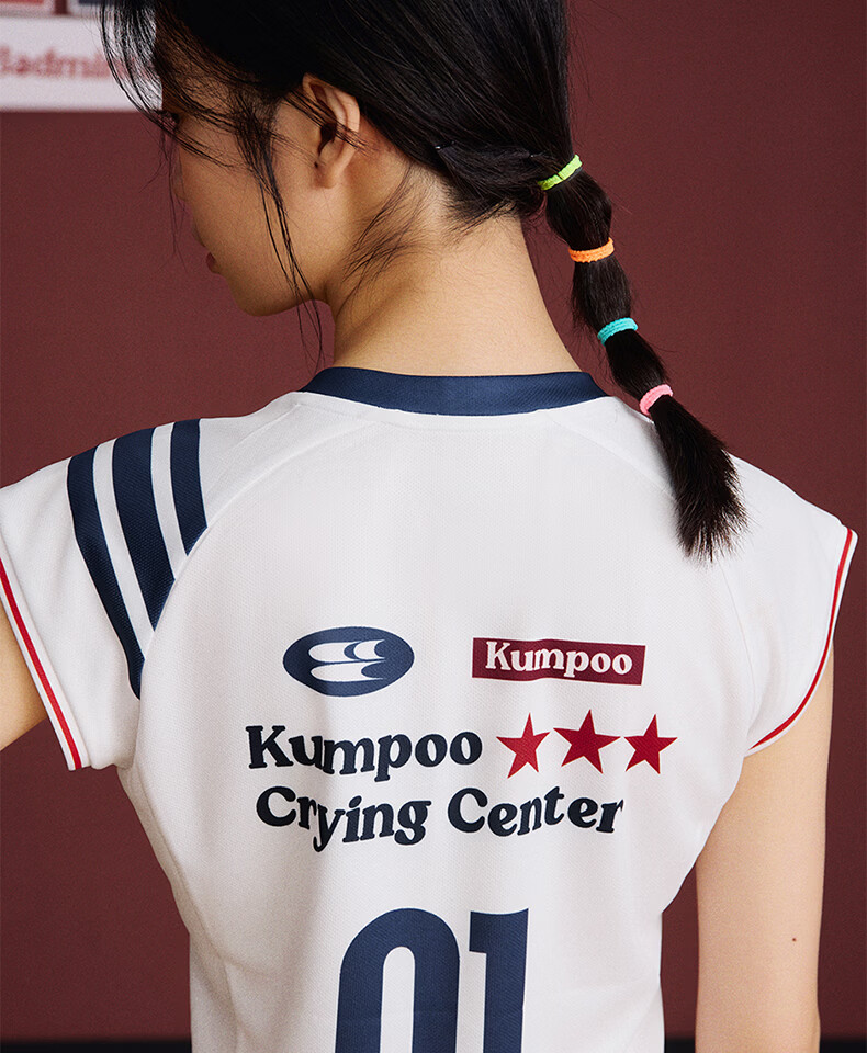 KUMPOO (KUMPOU) Badminton Shirt for Women, Short-Sleeved Quick-Dry Sports Jersey, Collaboration with Crying Center, Competition Uniform ACT261608-Blue 2XL 19