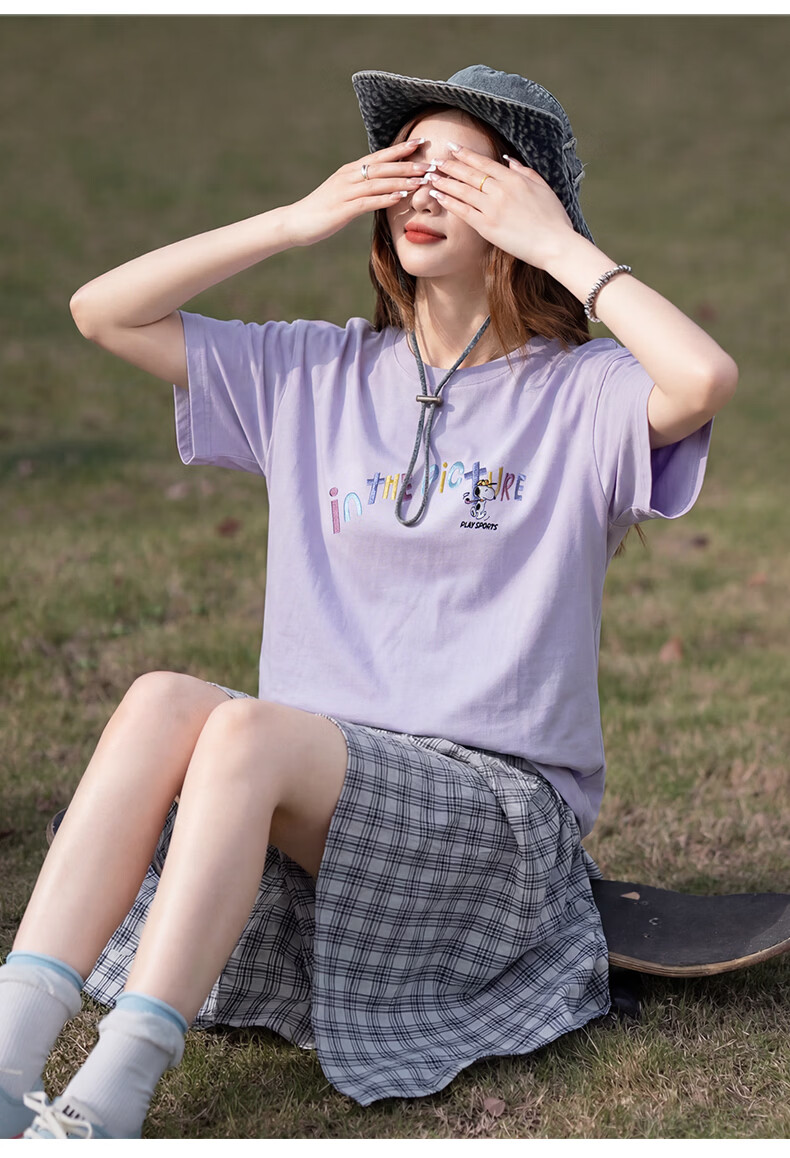 TonLion 2025 Summer Women's Letter Print Short Sleeve T-Shirt [Snoopy Collaboration] 16