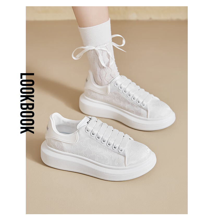 Daphne Platform Height-Enhancing Popular Printed White Sneakers Women 2026 New Spring Summer Casual Shoes White Size 38 10