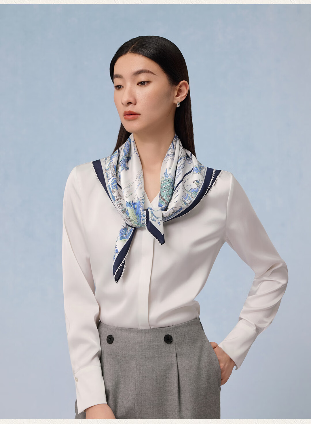 Shanghai Story 100% Mulberry Silk Women's Scarf Double Crepe Square Shawl Birthday Gift for Mom and Girlfriend 12