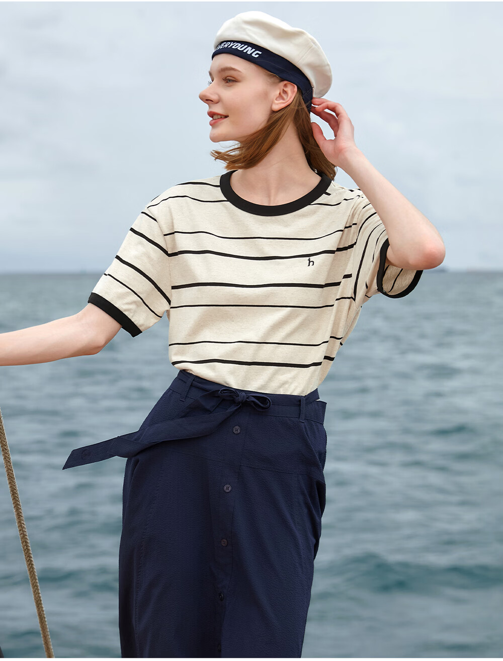 HAZZYS Women's Summer Striped Casual Loose T-Shirt ASTSE0CBE70 6