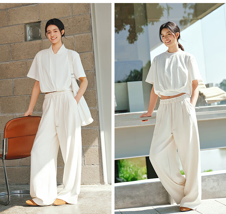 Semir Casual Pants Women Summer Pleated Loose Textured Wide-Leg Pants 2026 Milk Puff Pants 101326127018A 11