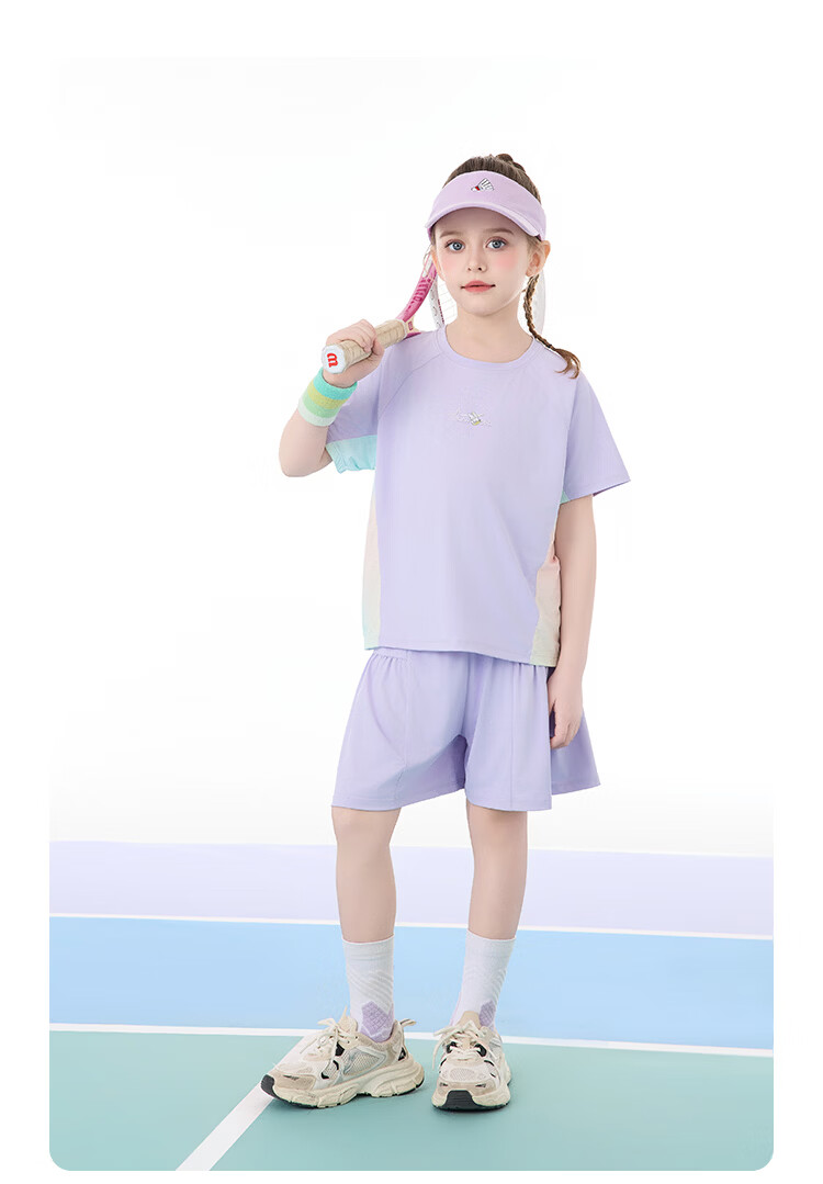 Disney Kids Summer Outfit 2026 New Outdoor Sports Casual Set Purple Tie-Dye Size 110 26