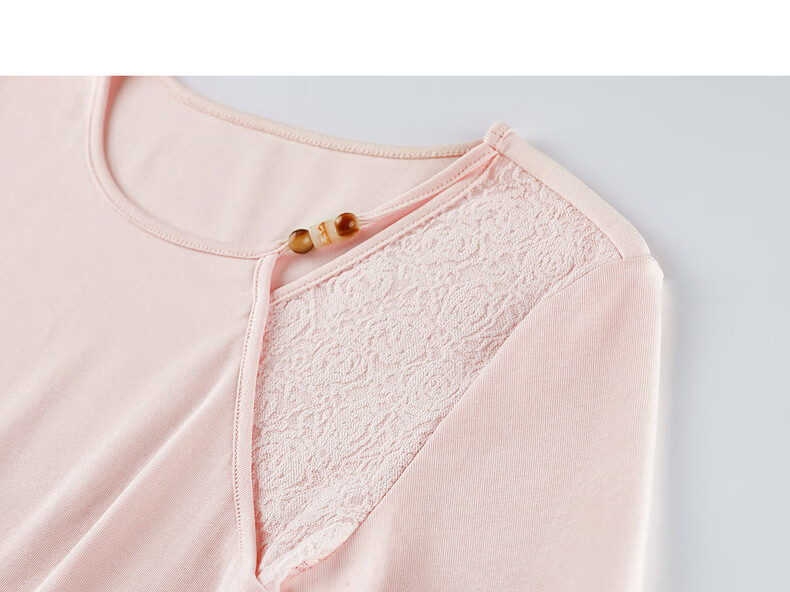 Shangdu Bila Gentle Elegant Cotton Blend T-Shirt Women Summer Beaded Round Neck Lace Splice Stretch Knit Short Sleeve Top 32