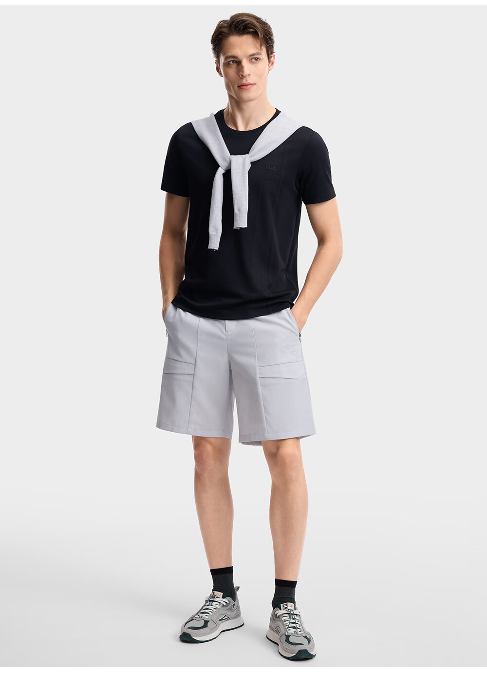 FILA Official Men's Knitted Short Sleeve Shirt 2026 Summer New Basic Casual Simple Commuter T-Shirt 8