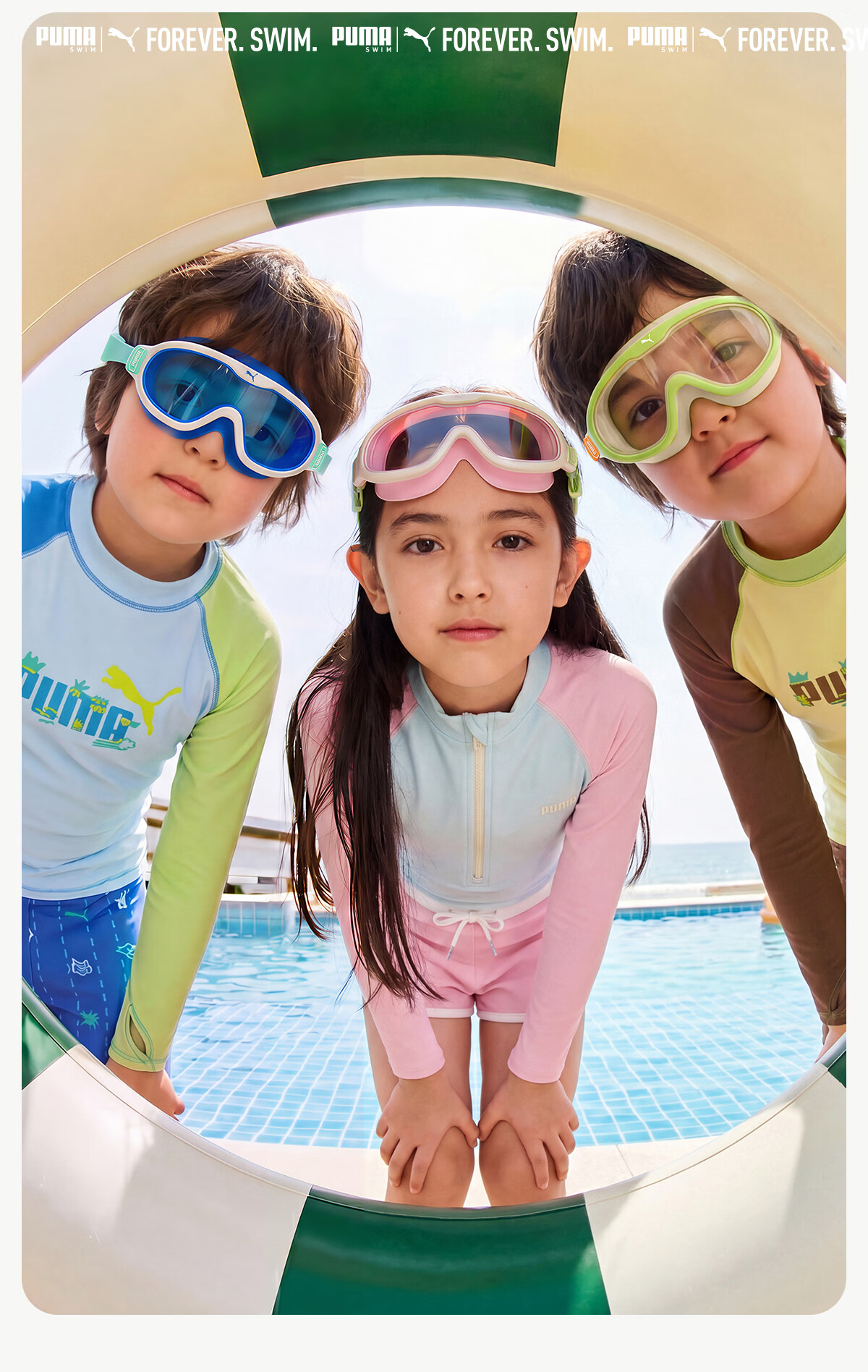 PUMA Kids Swimming Goggles Large Frame HD Lenses Long-Lasting Anti-Fog UV Protection Adjustable Strap Unisex 5