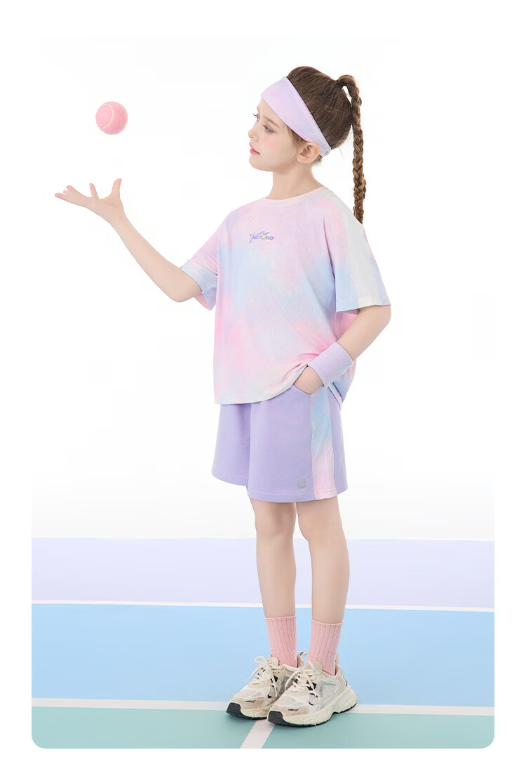 Disney Kids Summer Outfit 2026 New Outdoor Sports Casual Set Purple Tie-Dye Size 110 48