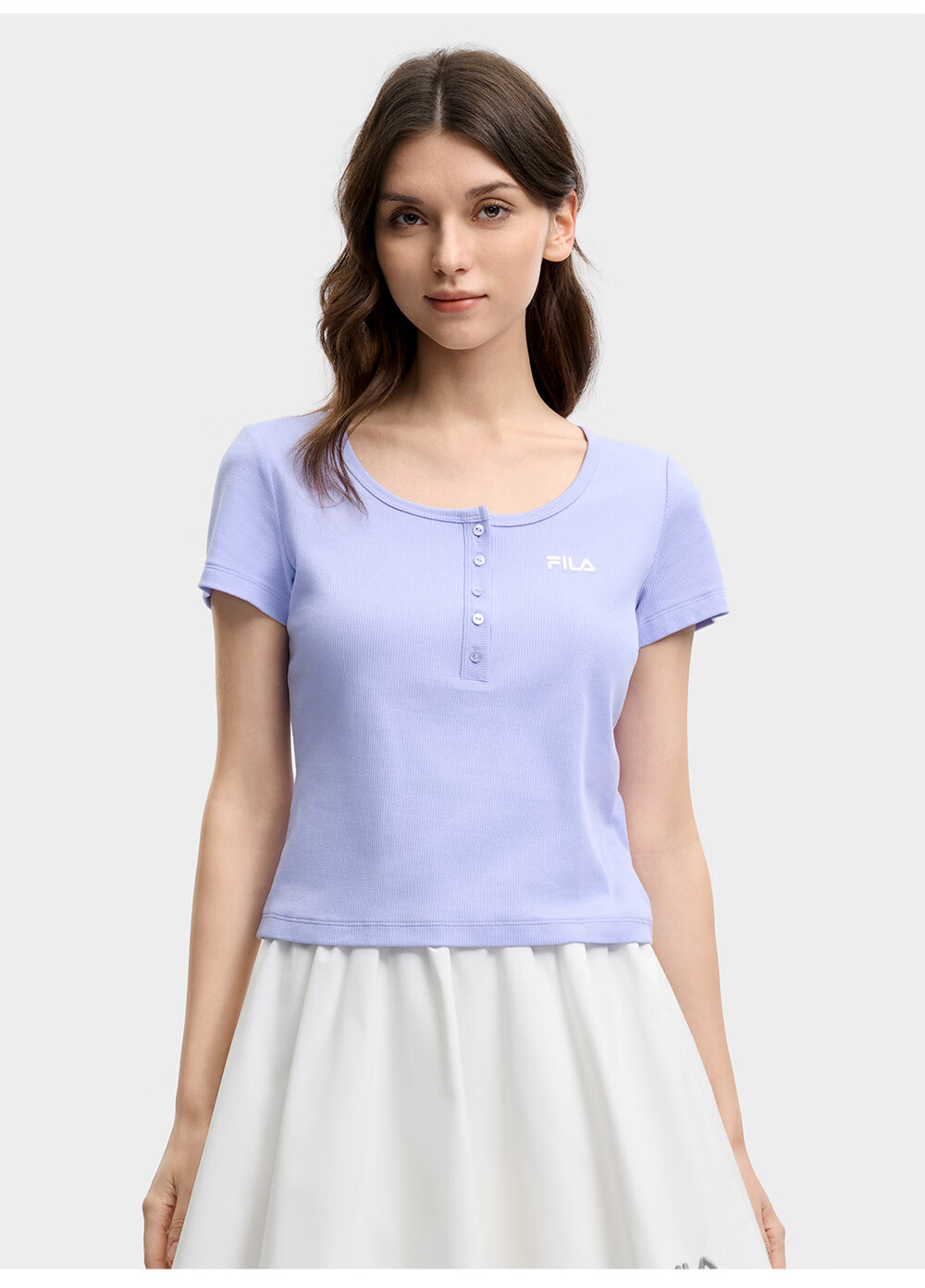 FILA Official Women's Knitted Short Sleeve Shirt 2026 Summer New Fashion Simple Slim Fit T-Shirt 16