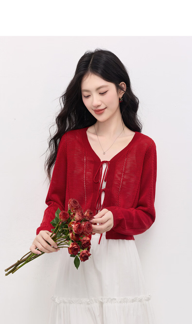 Sllsky Bright Dopamine Style Ice Silk Knit Cardigan Women Summer Thin Long Sleeve Sun Protection Shirt Cover-up 22