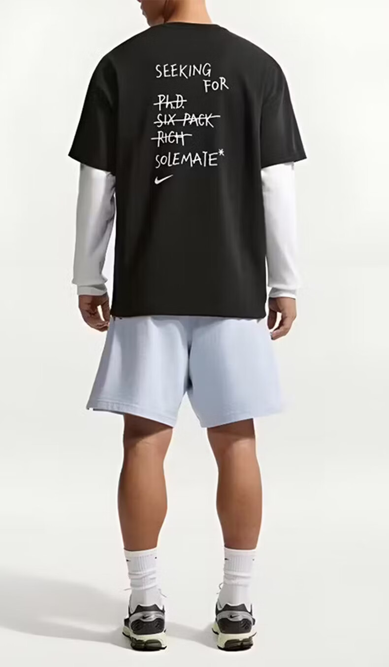 Nike Men's Sports T-Shirt Summer New Round Neck Loose Printed Casual Short Sleeve IV2646-010 Black L 5
