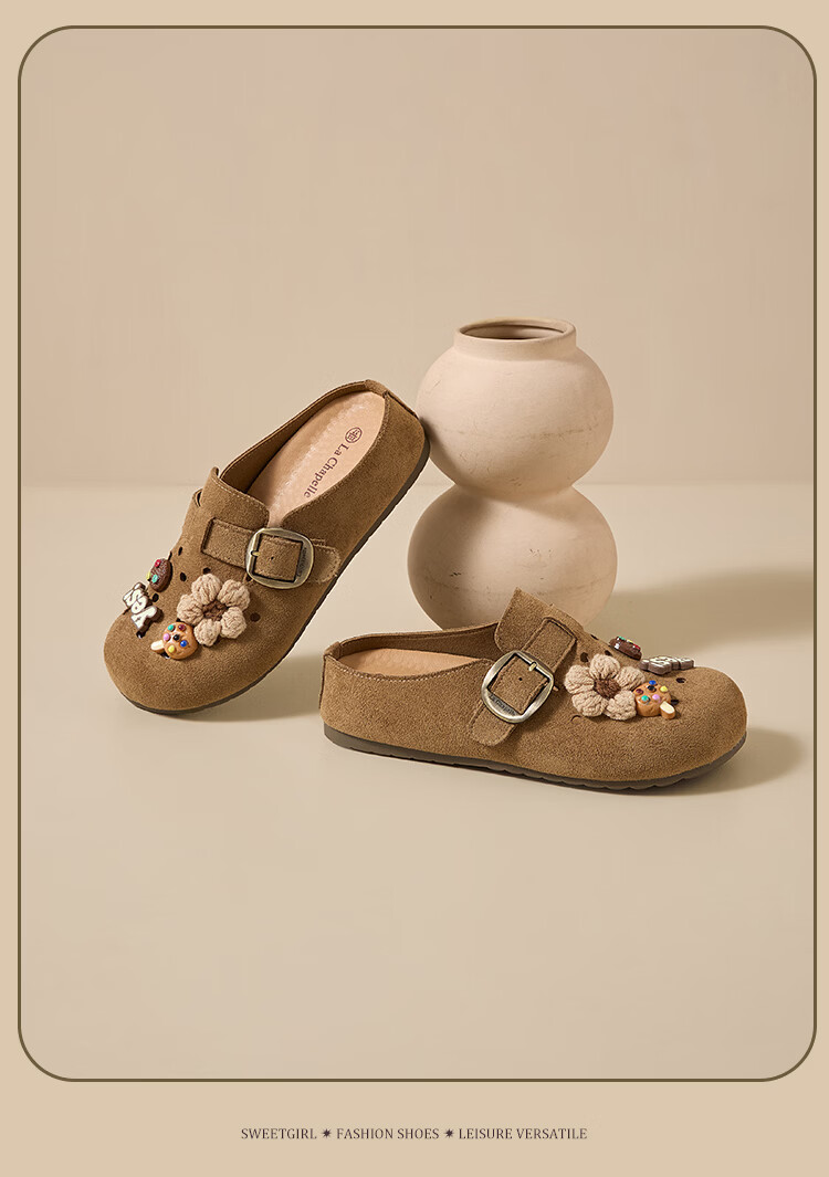 La Chapelle Women's Cartoon Birkenstock Style Summer Breathable Soft Sole Slip-On Sandals HP822 Apricot Size 39 22