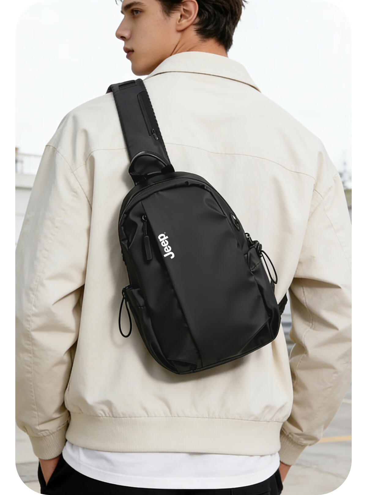 JEEP Men's Large Capacity Functional Crossbody Shoulder Bag Chest Bag 2026 New Commuter Cycling Sports Backpack 25