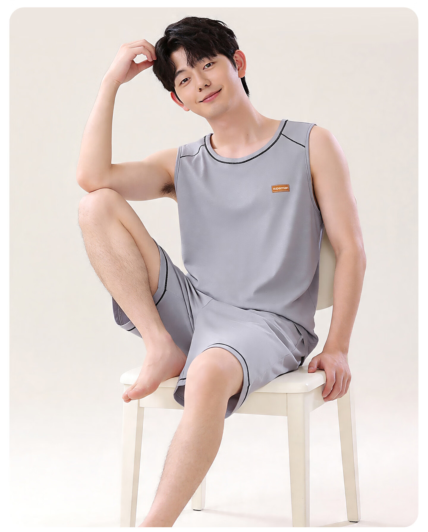 Langsha Kids Sleeveless Ice Silk Pajama Set for Boys Summer Vest and Shorts Youth Homewear 20