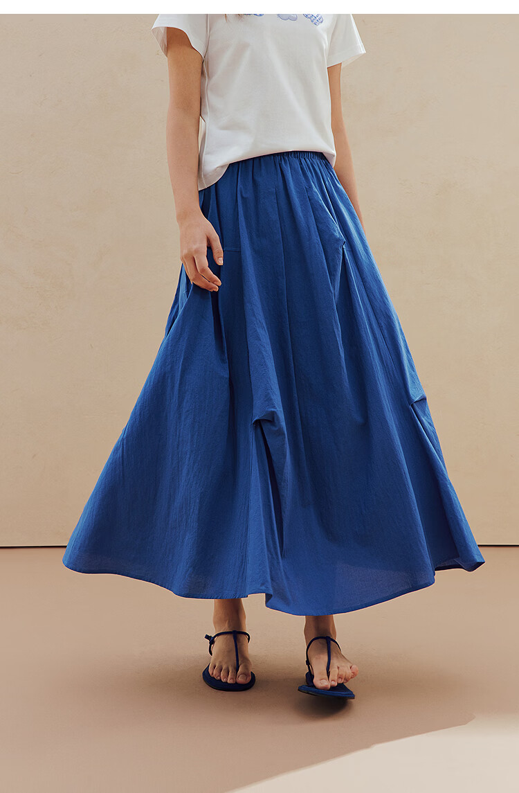 INMAN INMAN Fashion-Forward Blue And White Porcelain Klein Blue Irregular Midi Skirt, Summer 2026 Long Skirt, Klein Blue XL 12