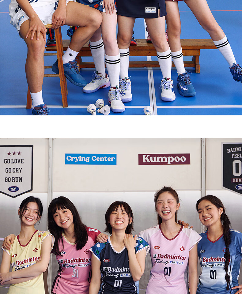 KUMPOO (KUMPOU) Badminton Shirt for Women, Short-Sleeved Quick-Dry Sports Jersey, Collaboration with Crying Center, Competition Uniform ACT261608-Blue 2XL 7