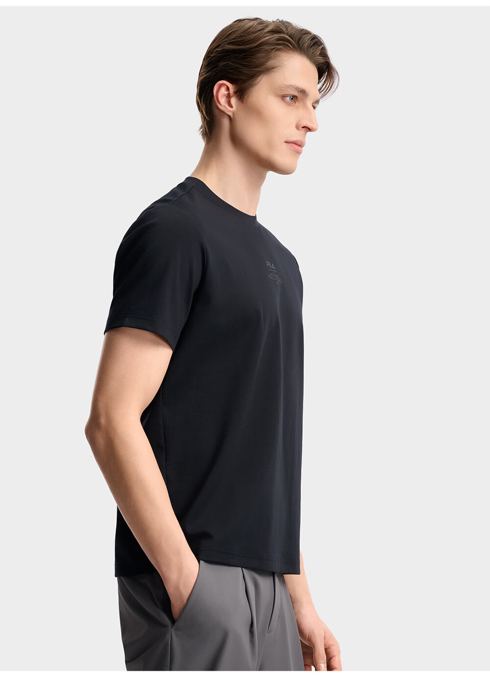 FILA Official Men's Knitted Short Sleeve Shirt 2026 Summer New Simple Casual Basic Versatile T-Shirt 17