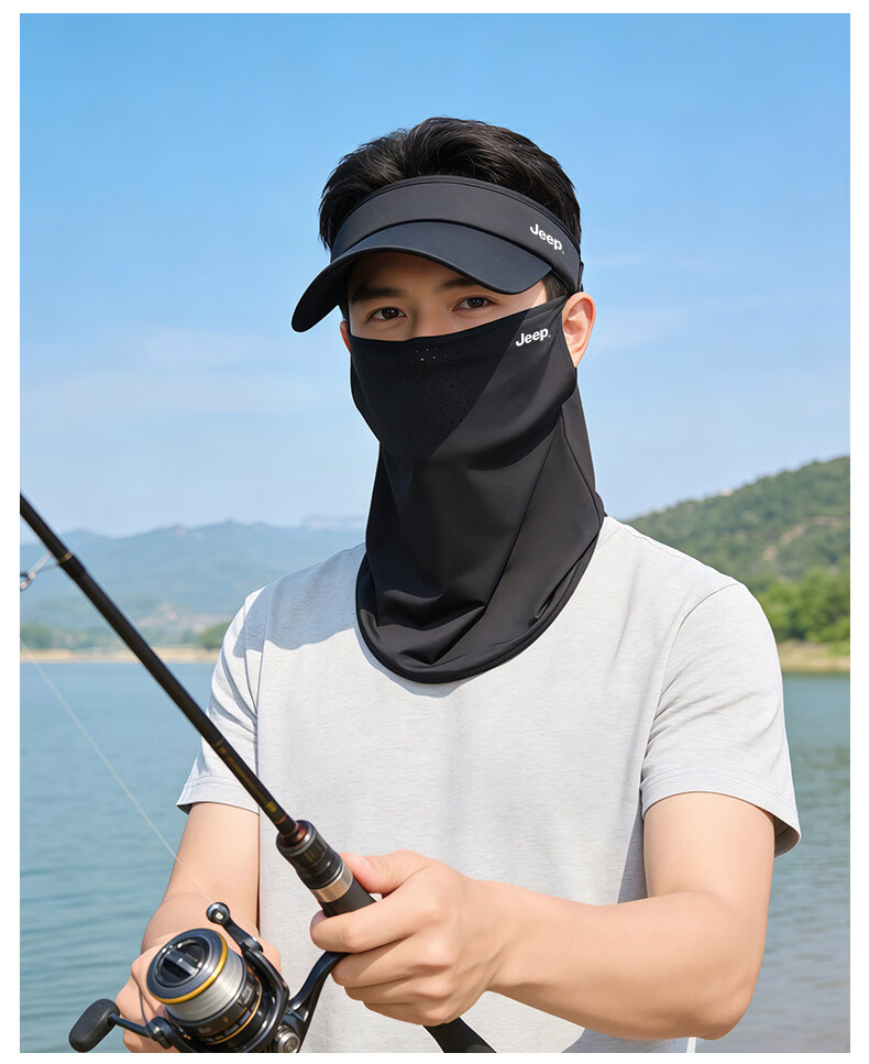 JEEP Men's Summer Sun Protection Outdoor Hiking Mountaineering UV Protection Breathable Open-Top Hat 12