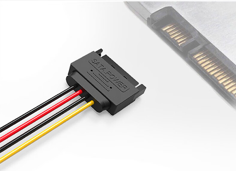 台式机电脑sata电源线硬盘光驱sata电源公对母延长线03米05米红色03m